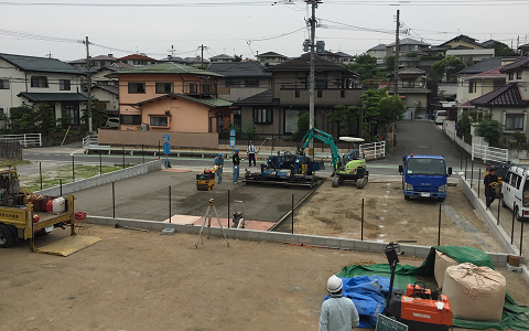 春日市駐車場トーストーン舗装工事